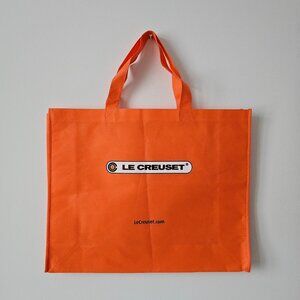 New LE CREUSET Orange Soft Canvas Bag Reusable Shopping Lunch Tote Dual Strap